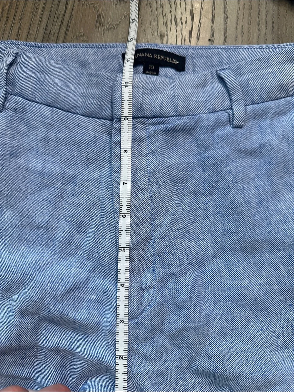 Sold ✅Banana Republic Light Blue Linen-Blend Cropped Wide Leg Chinos Size 10